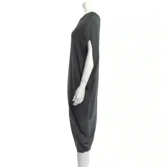 Helmut Lang Gray Silk Draped Sheer Cocoon Midi Dress $395 Women’s Large - Picture 5 of 11